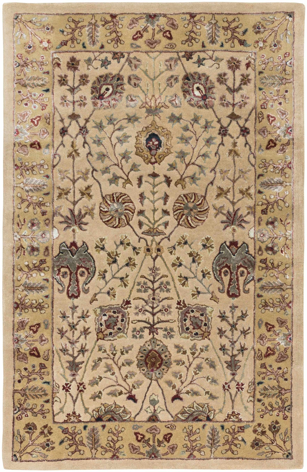 Pwyll Beige Damask Area Rug - Clearance