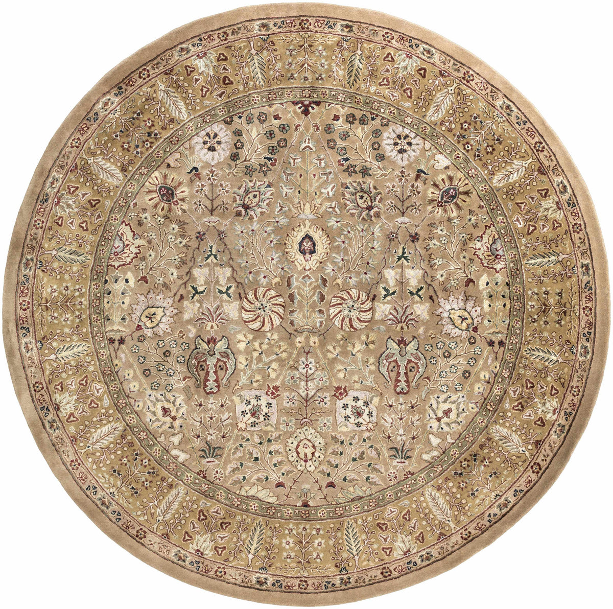 Pwyll Beige Damask Area Rug - Clearance