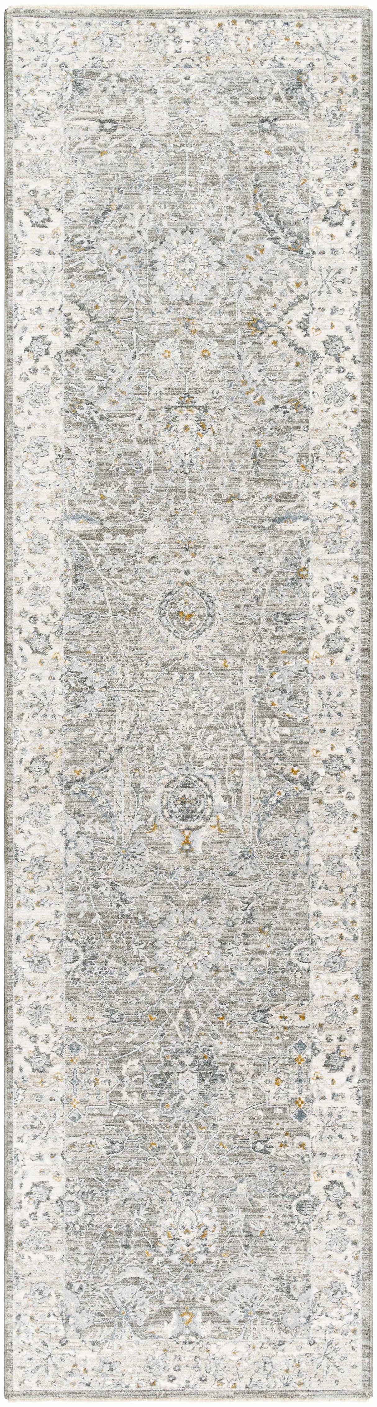Gauge Gray Blue Textured Rug with Fringes