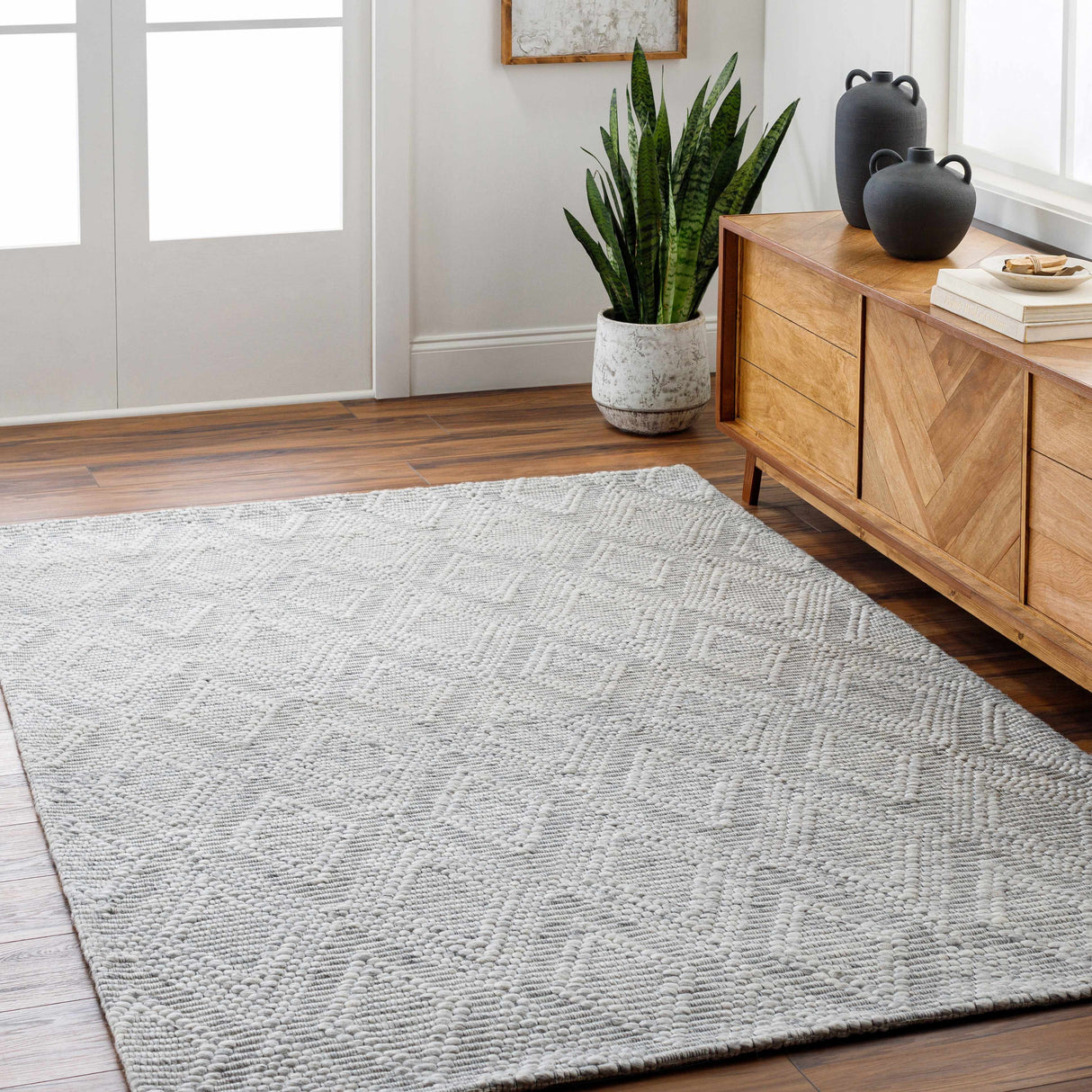 Kasib Gray Hand Woven Area Rug - Clearance