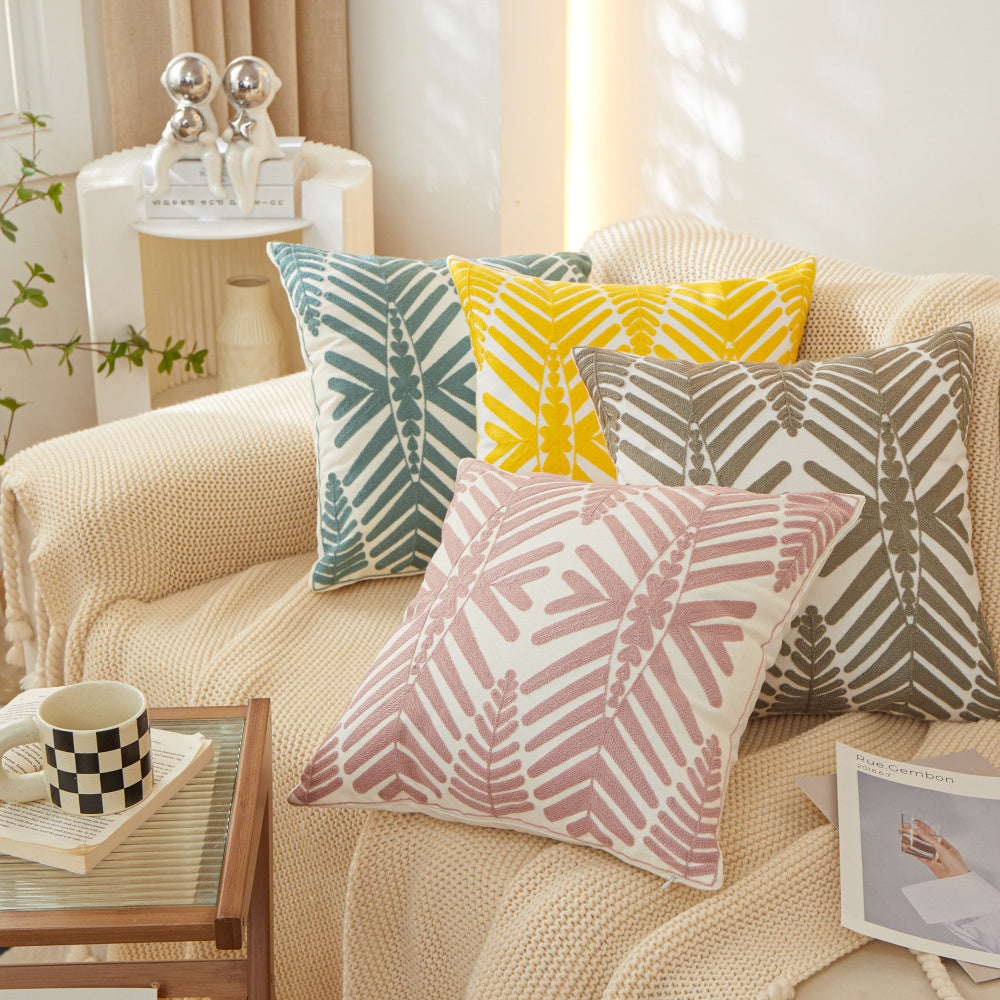 Textured Cotton Blend Square Throw Pillow (With 450g Insert) size 18"x18" pack of one