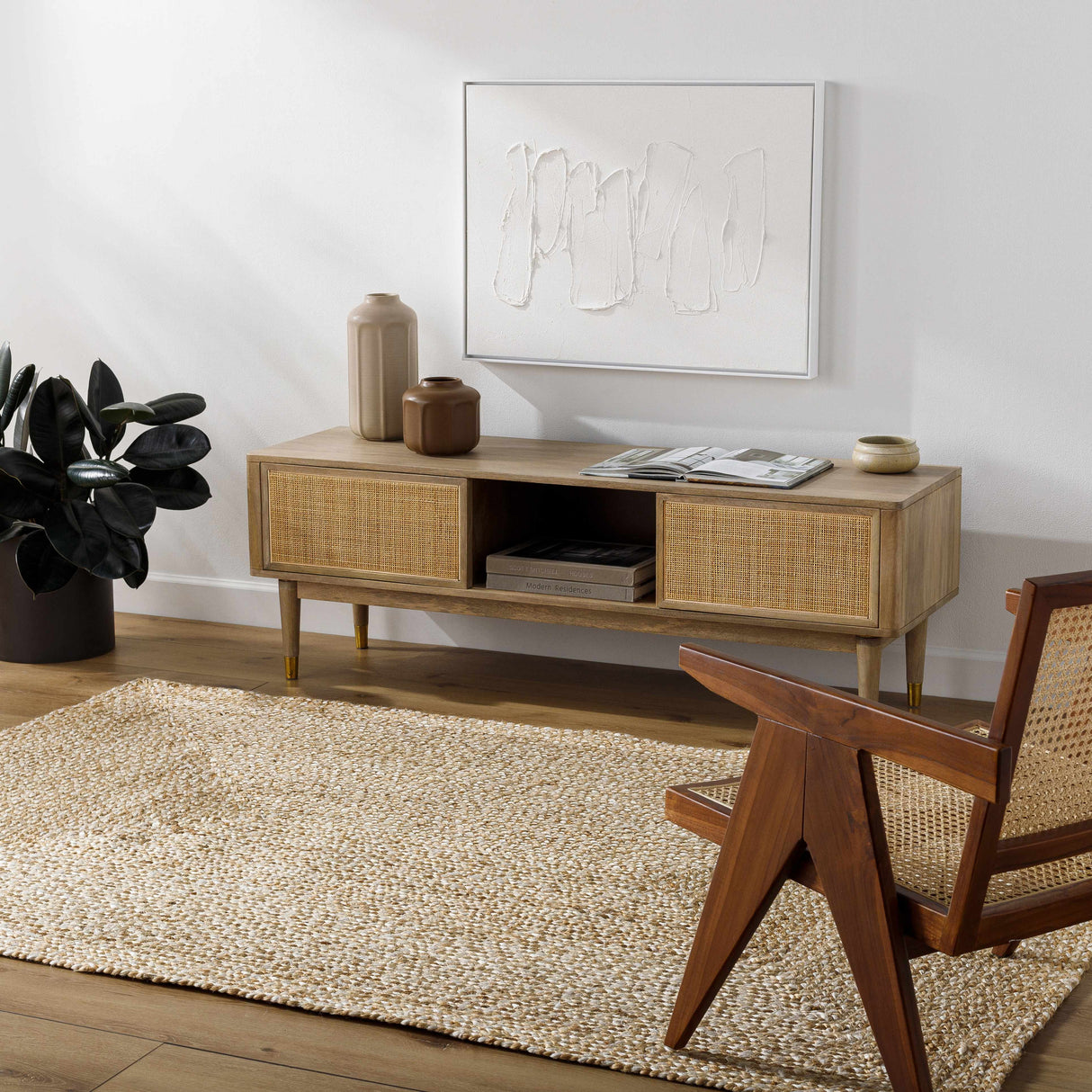 Elkie Beige Jute Area Rug - Clearance