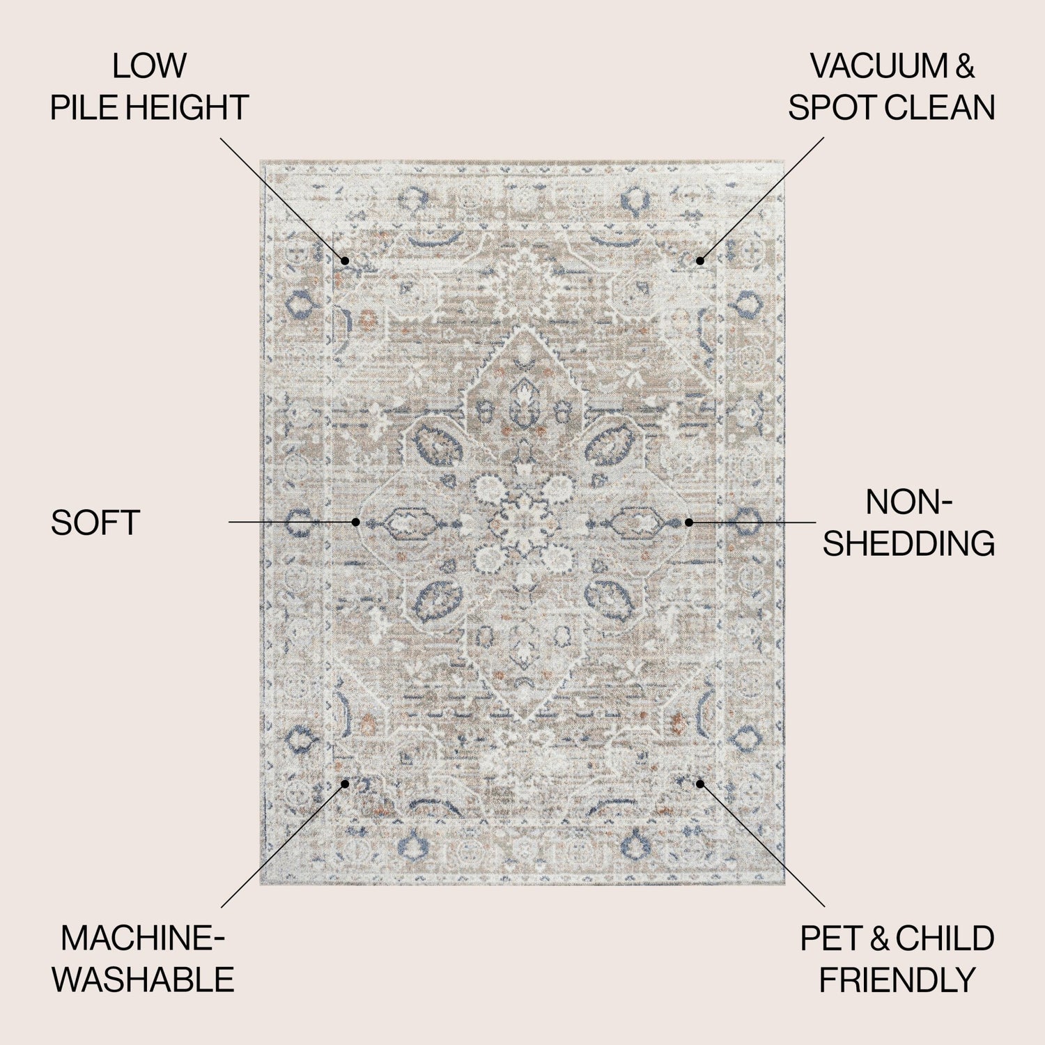 Shaii Global Medallion Low - Pile Machine - Washable Area Rug - Tuesday Morning - Area Rugs