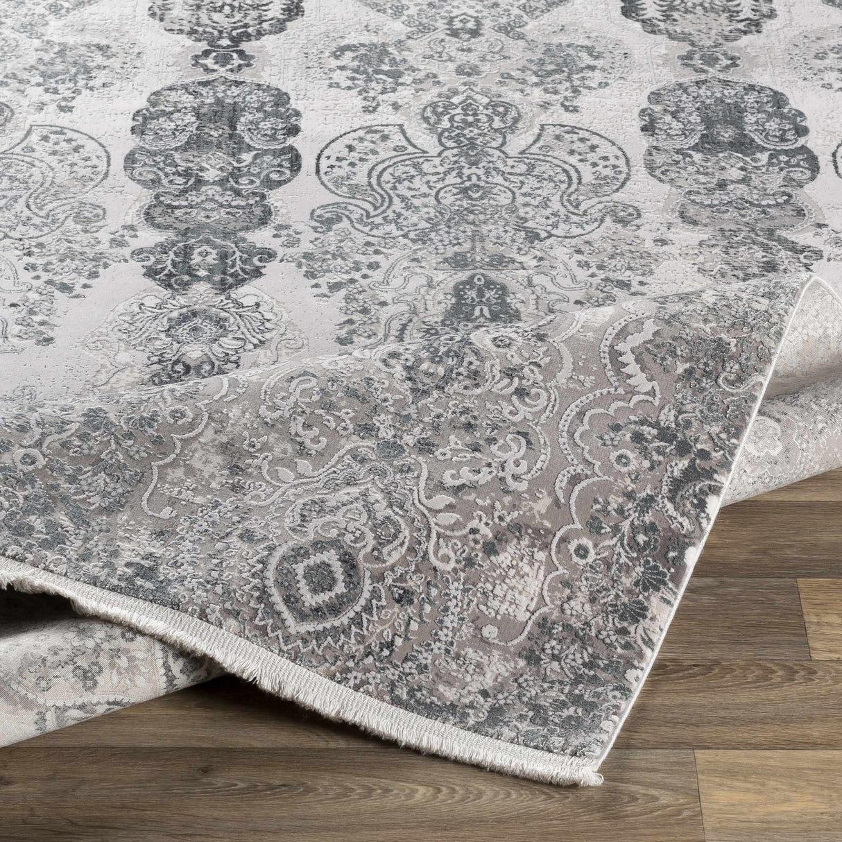 Shipdham Luxury Fringed Faux Silk Area Rug - Clearance