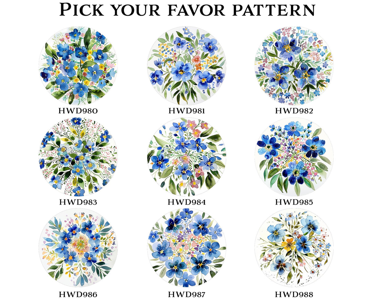 Spring Watercolor Forget-Me-Nots Accent Table | Farmhouse Style Round End Tables | Outdoor Side Tables for Bedroom, Balcony, Patio