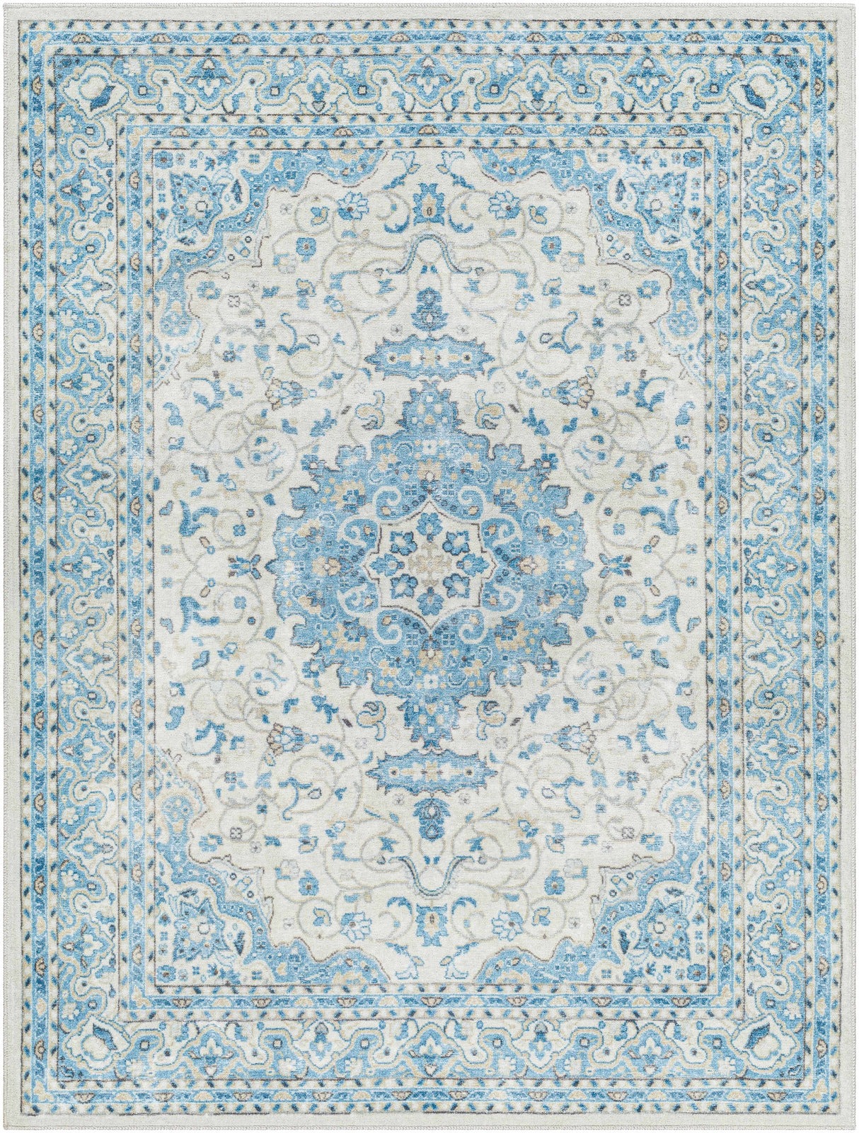 Farai Silver Blue Medallion Area Rug - Clearance