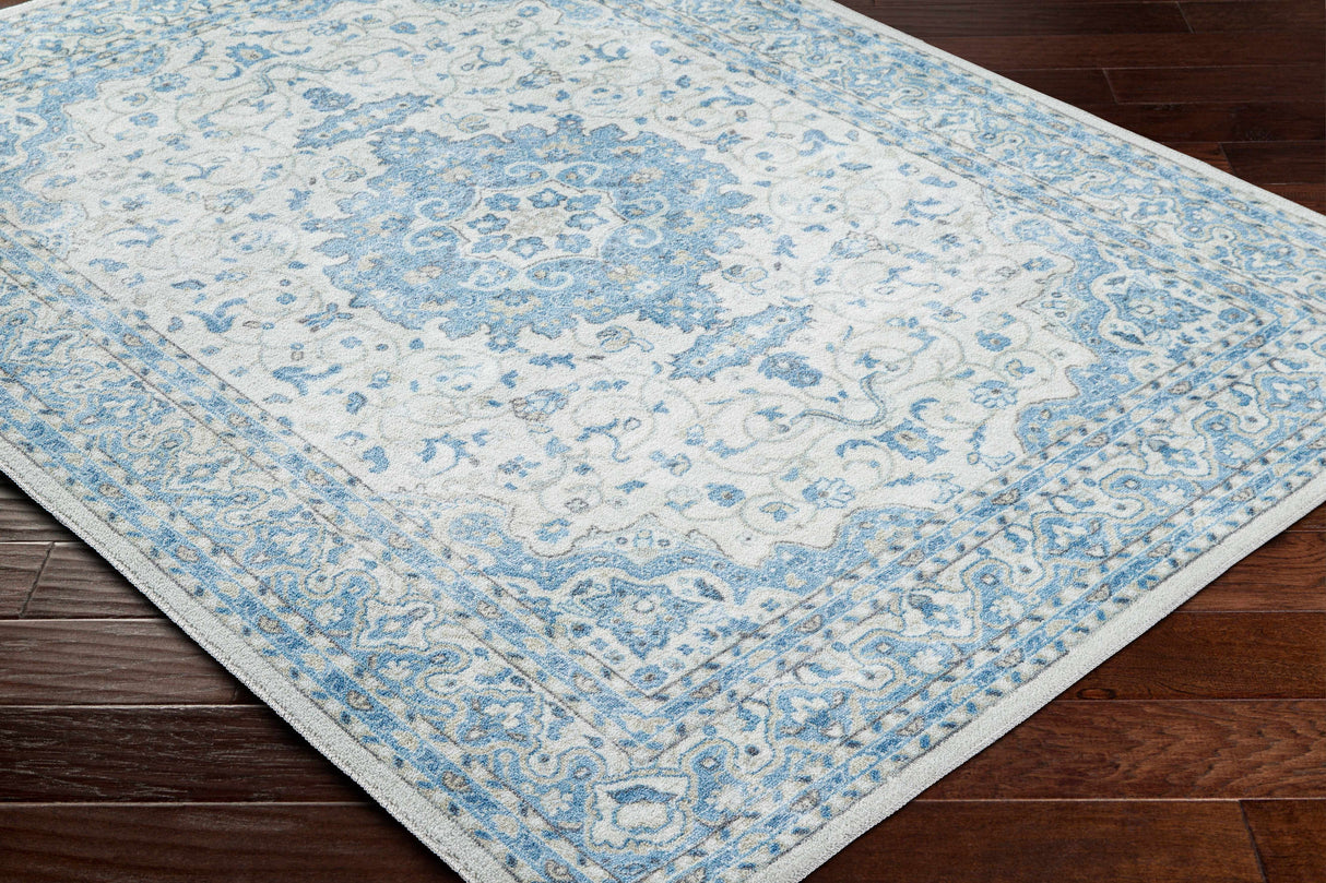 Farai Silver Blue Medallion Area Rug - Clearance