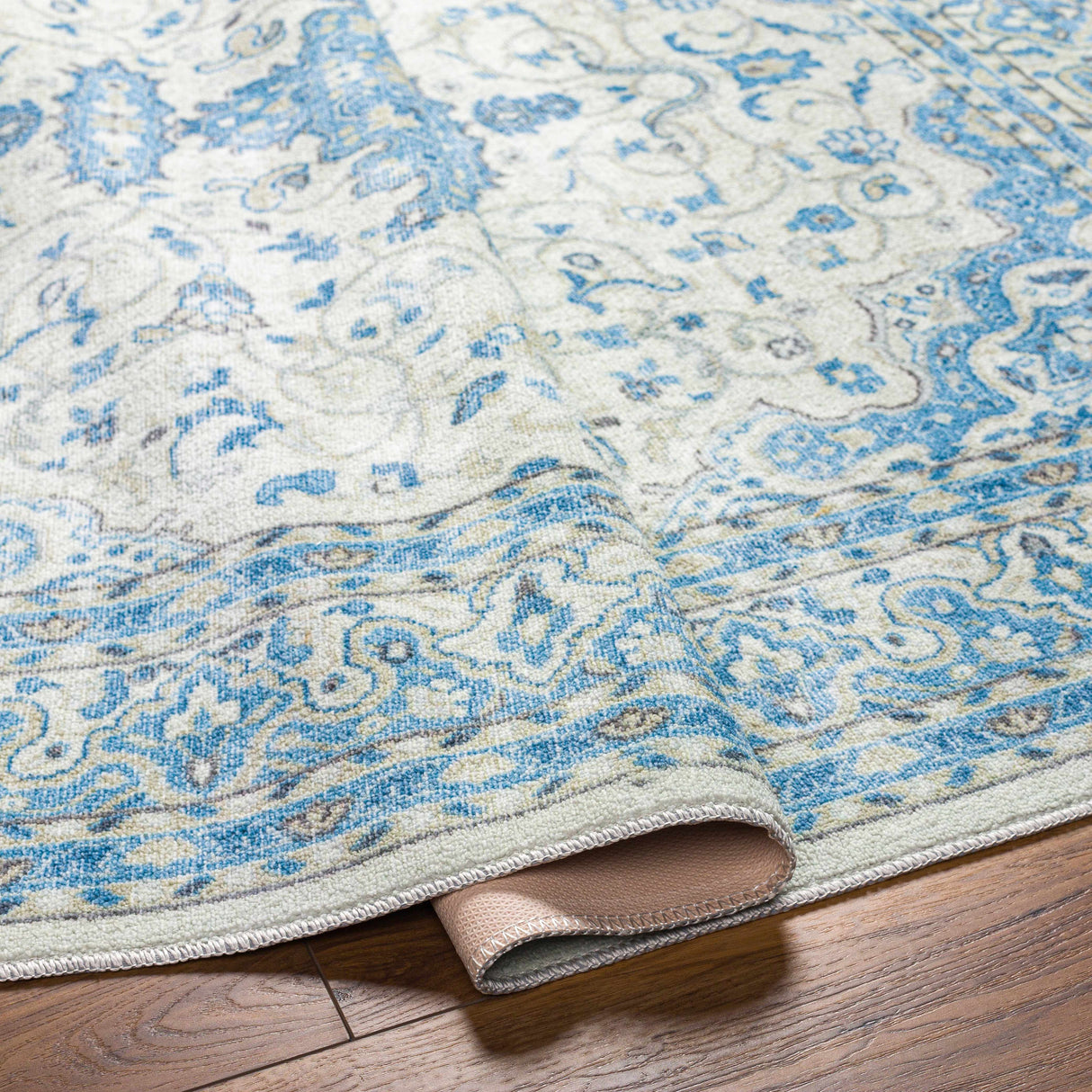 Farai Silver Blue Medallion Area Rug - Clearance