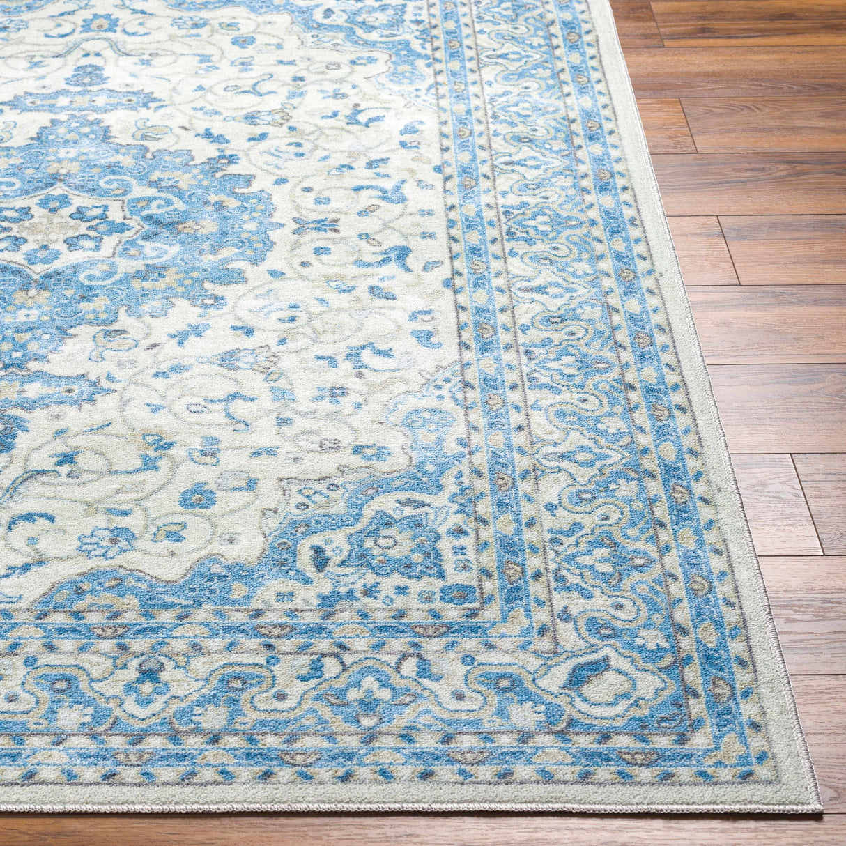 Farai Silver Blue Medallion Area Rug - Clearance