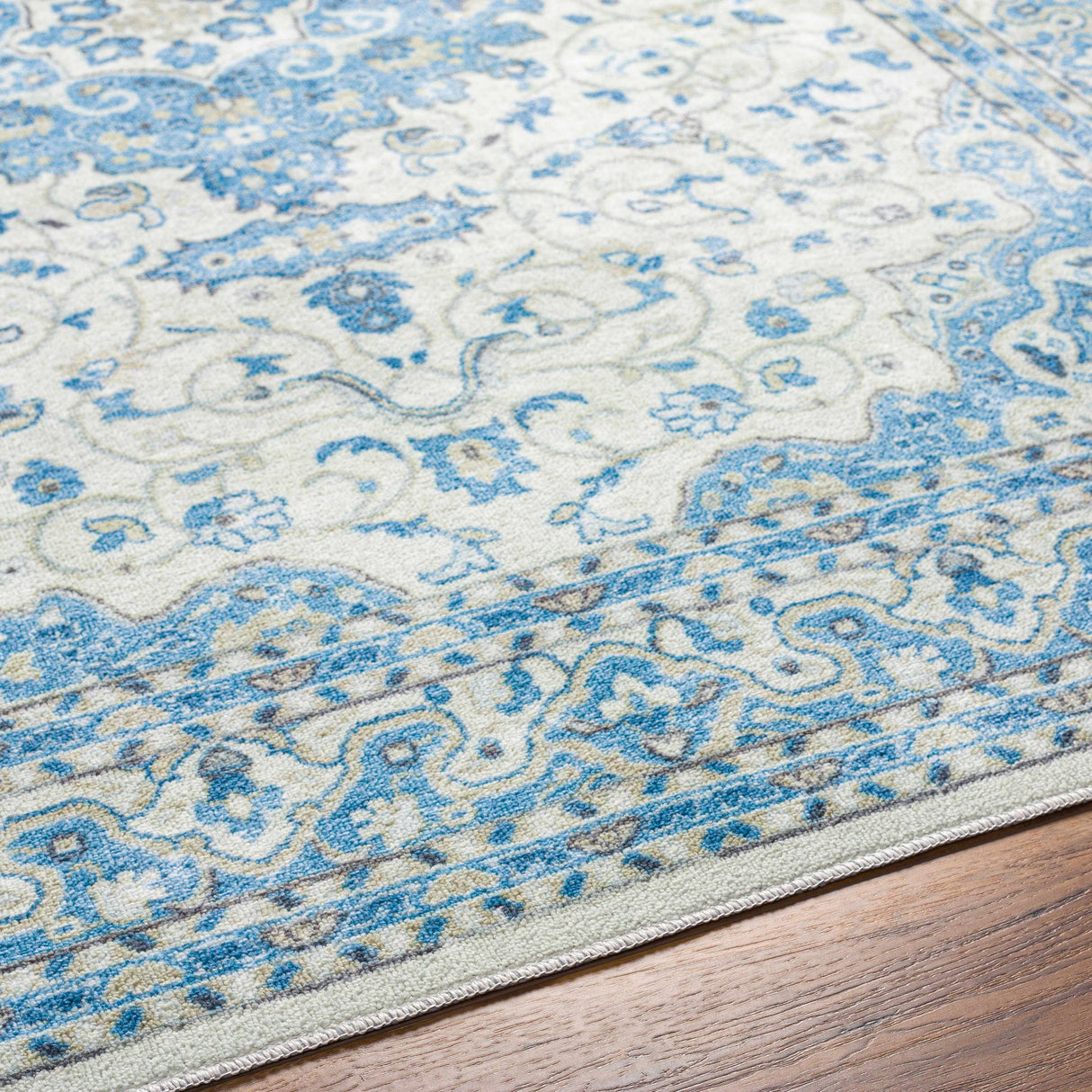 Farai Silver Blue Medallion Area Rug - Clearance