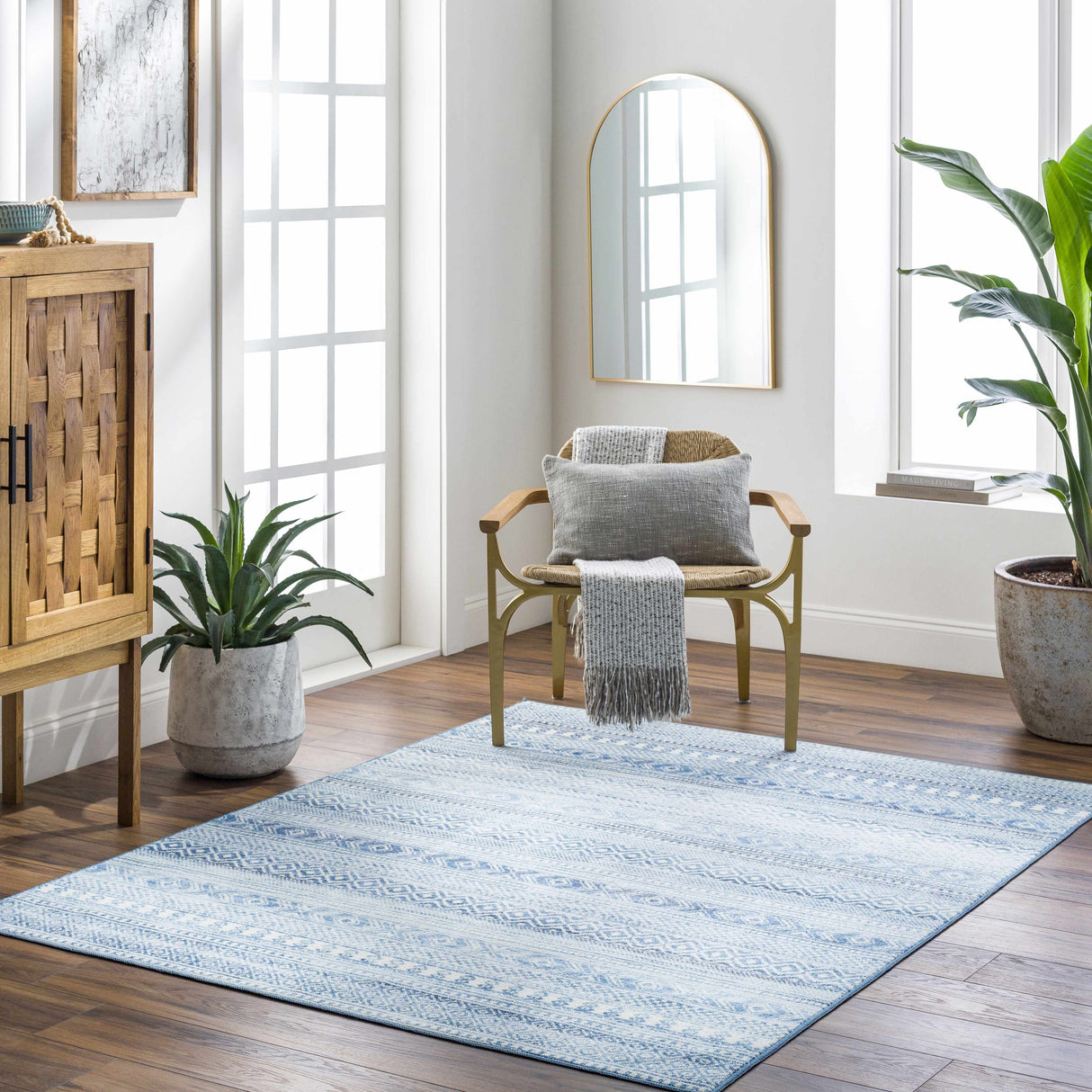 Gizeh Arctic Stone Washable Area Rug - Clearance