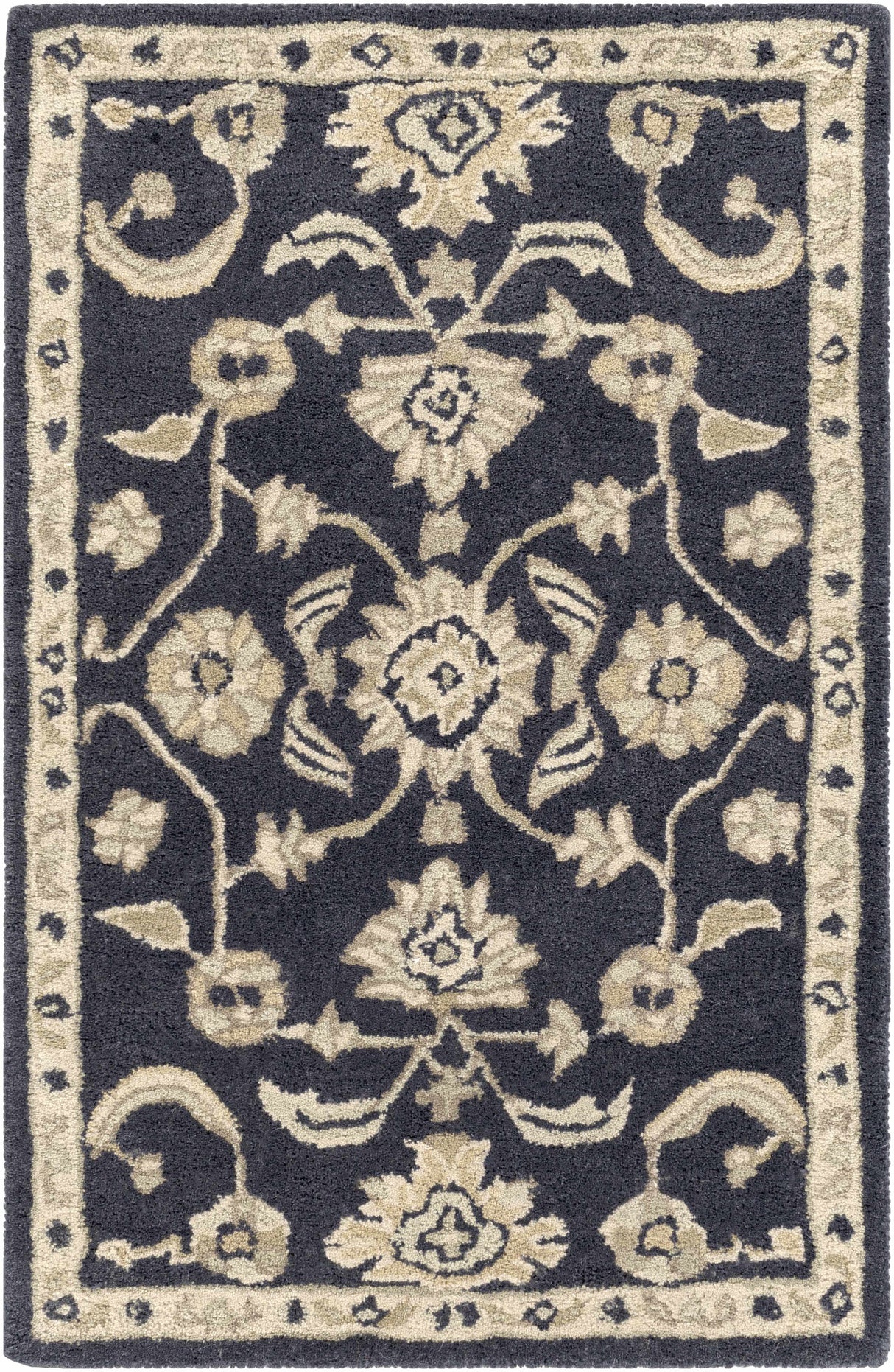 Caesar CAE-1164 Black Floral Wool Rug