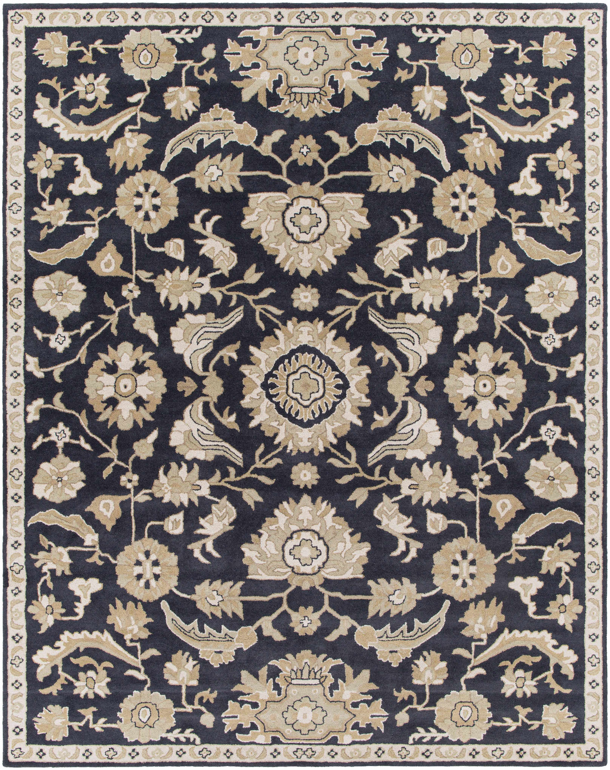 Caesar CAE-1164 Black Floral Wool Rug
