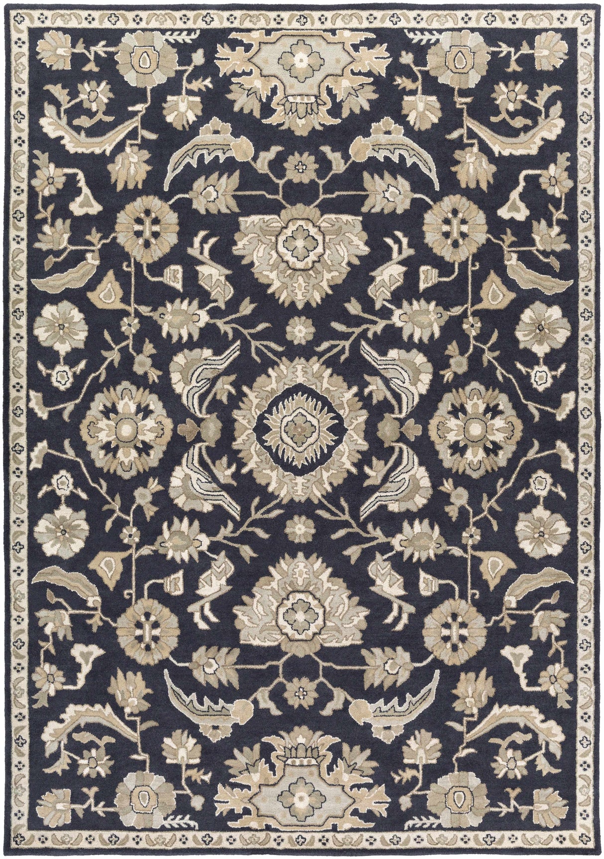 Caesar CAE-1164 Black Floral Wool Rug