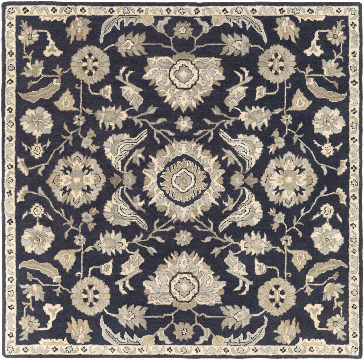 Caesar CAE-1164 Black Floral Wool Rug