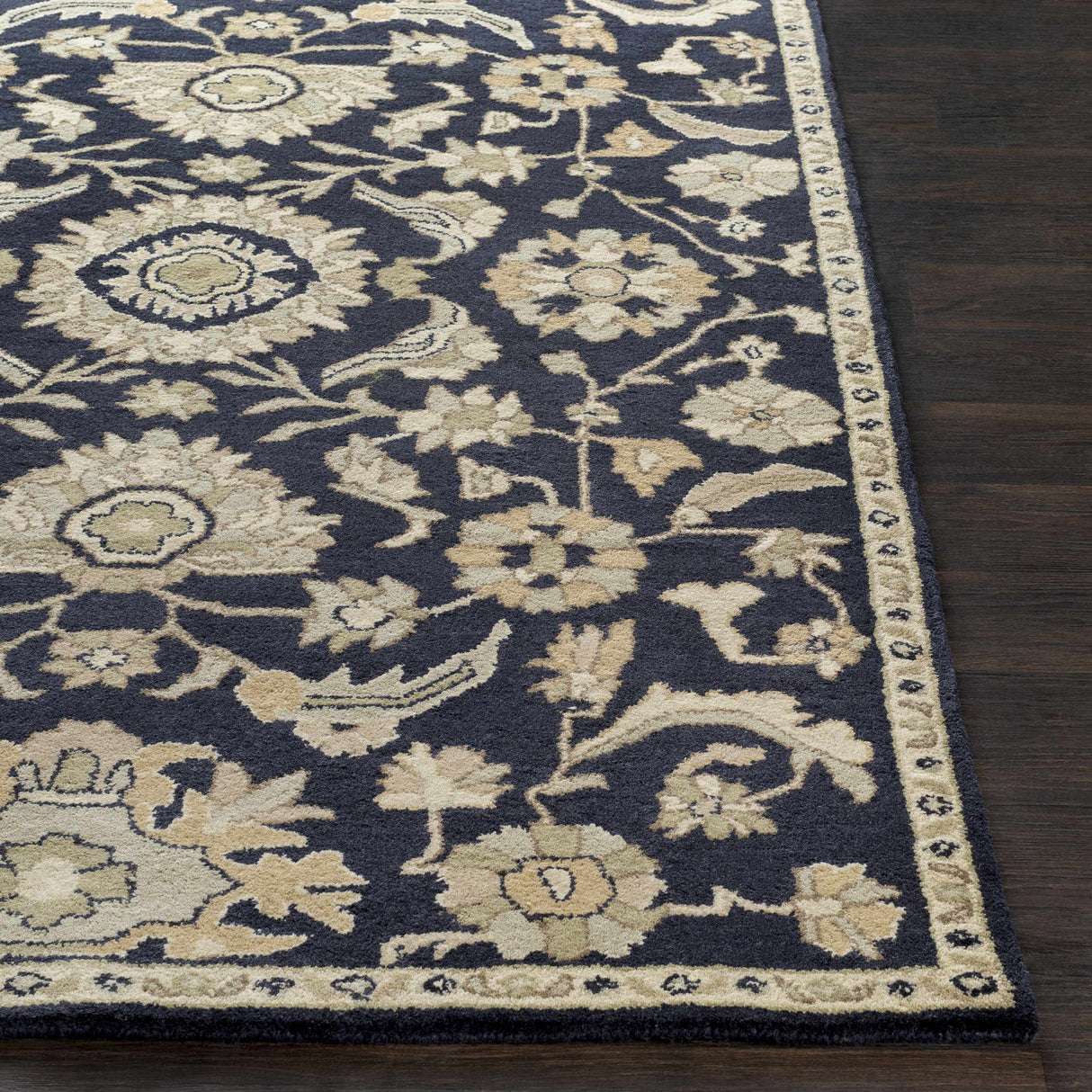 Caesar CAE-1164 Black Floral Wool Rug