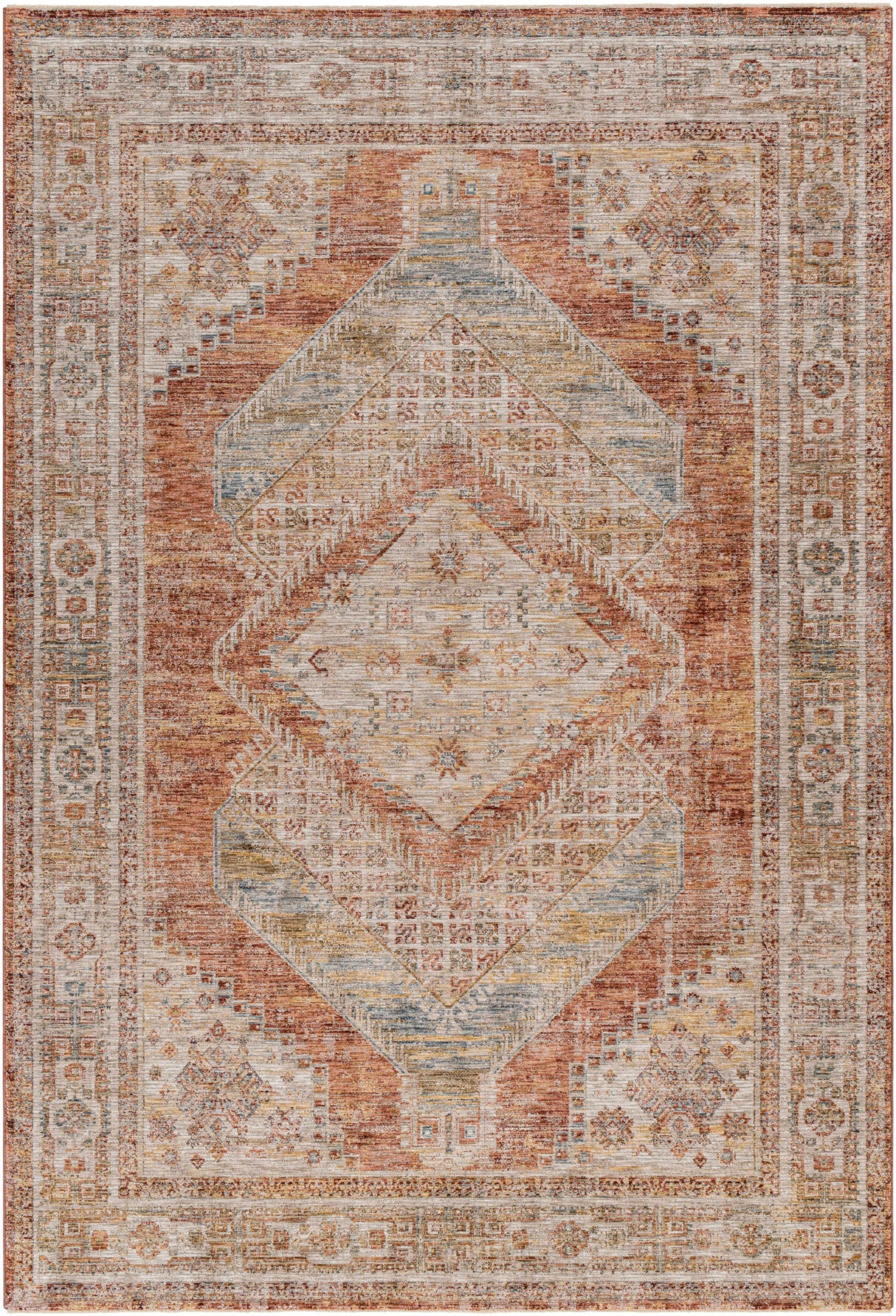 Moya Rust Rich Textured Traditional Rug