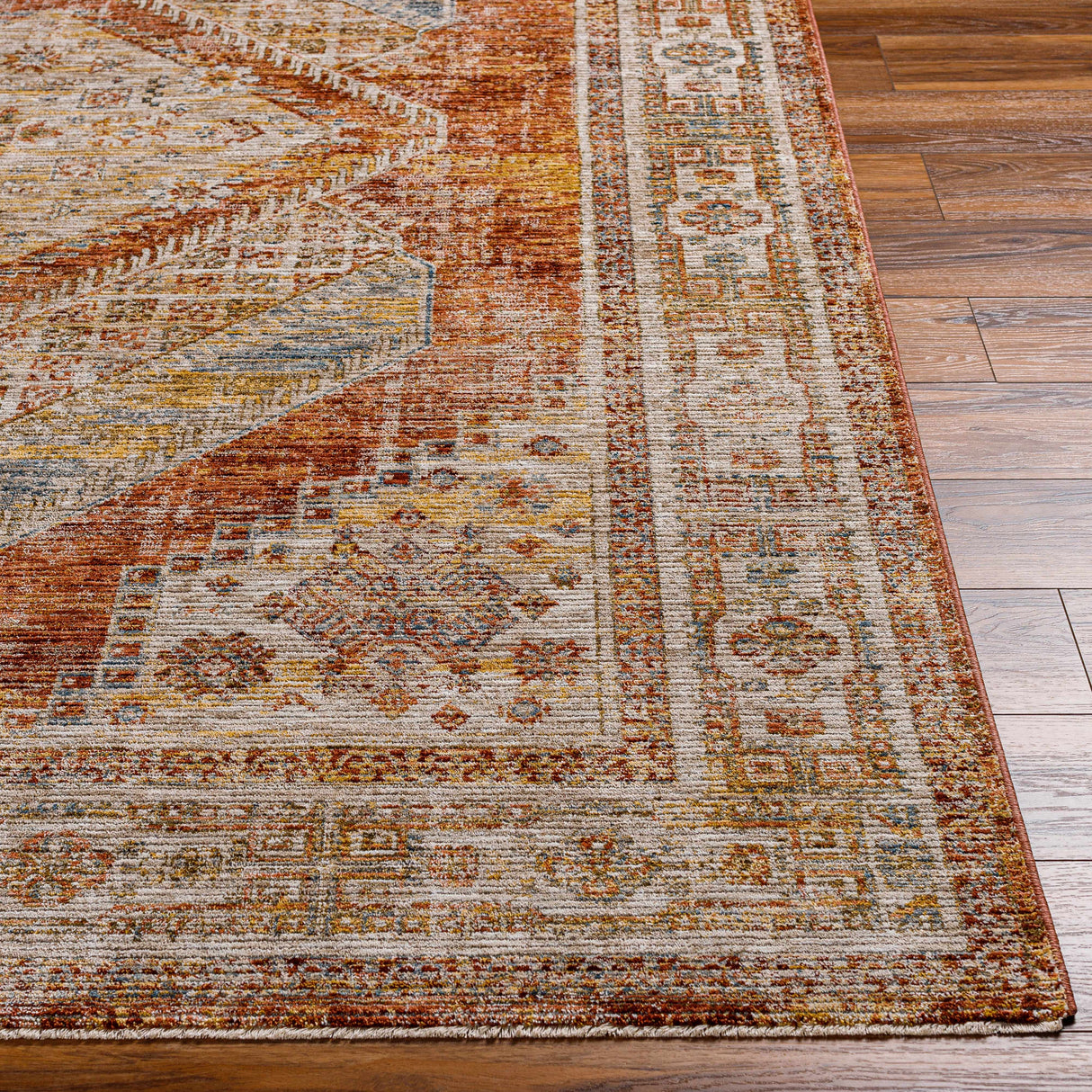 Moya Rust Rich Textured Traditional Rug