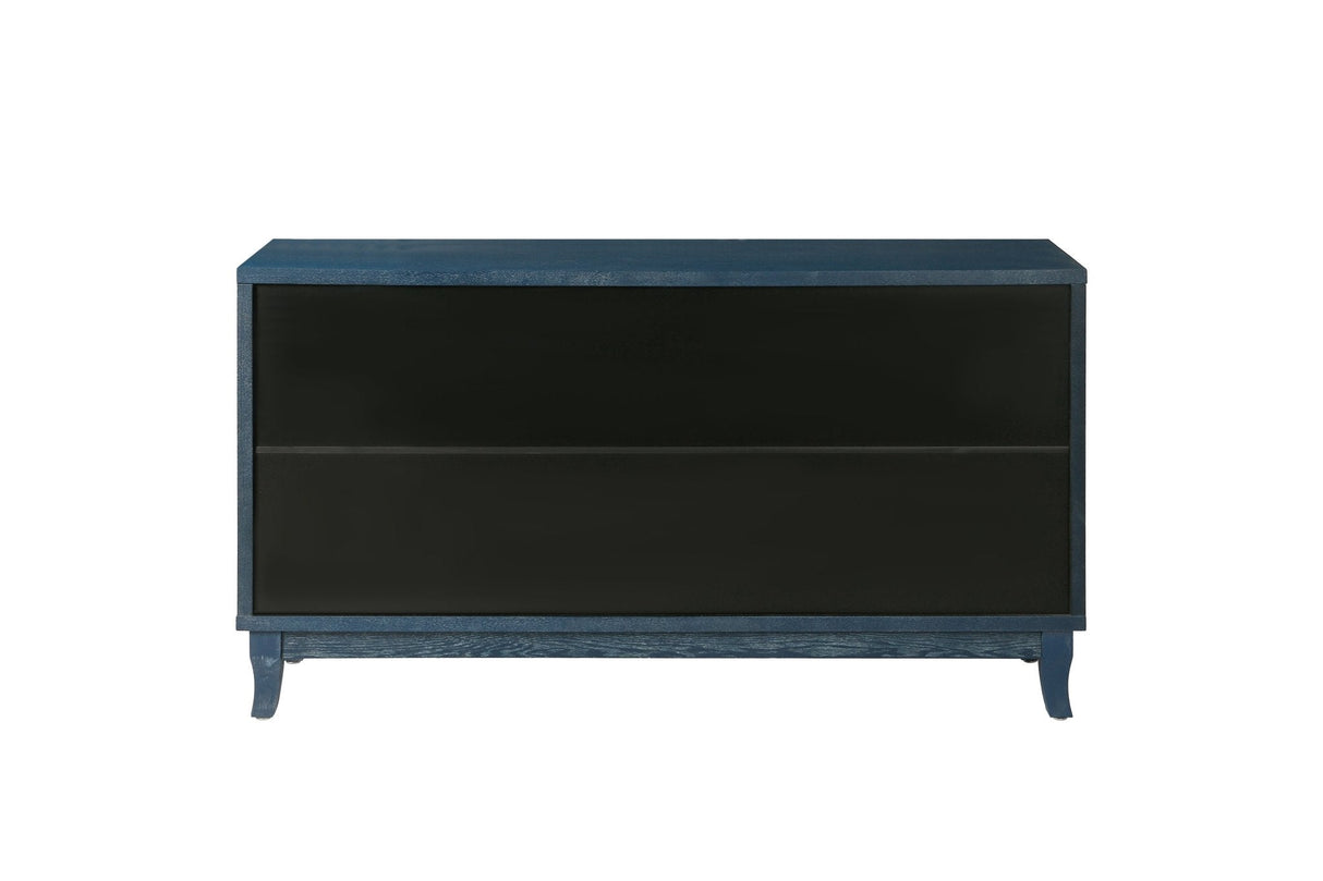 Sideboard with 4 Rattan Doors and Adjustable Shelves, Navy Blue - Buffets & Sideboards