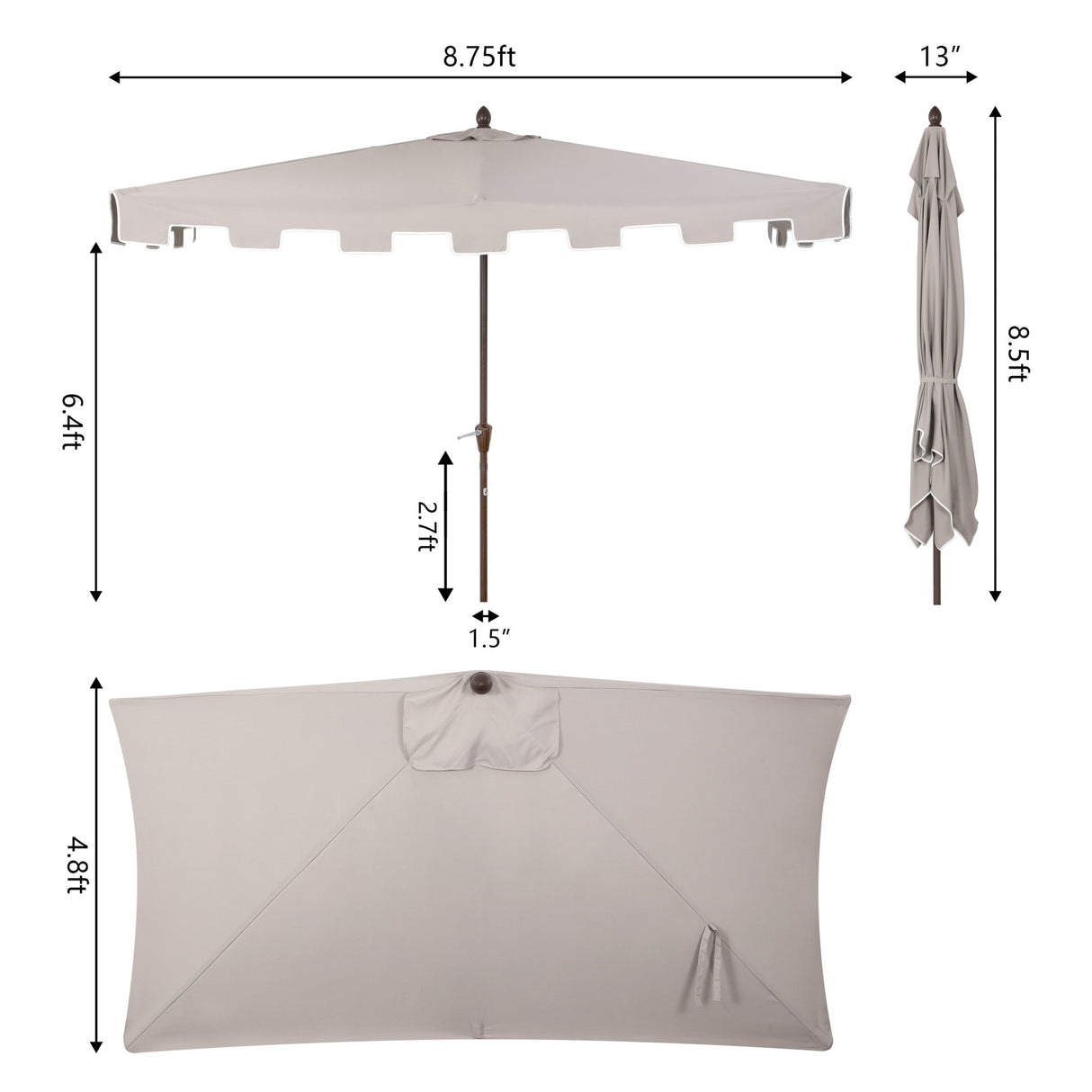 Sidney classic midcentury rectangular half market patio umbrella with crank - Tuesday Morning - Umbrellas & Sunshades