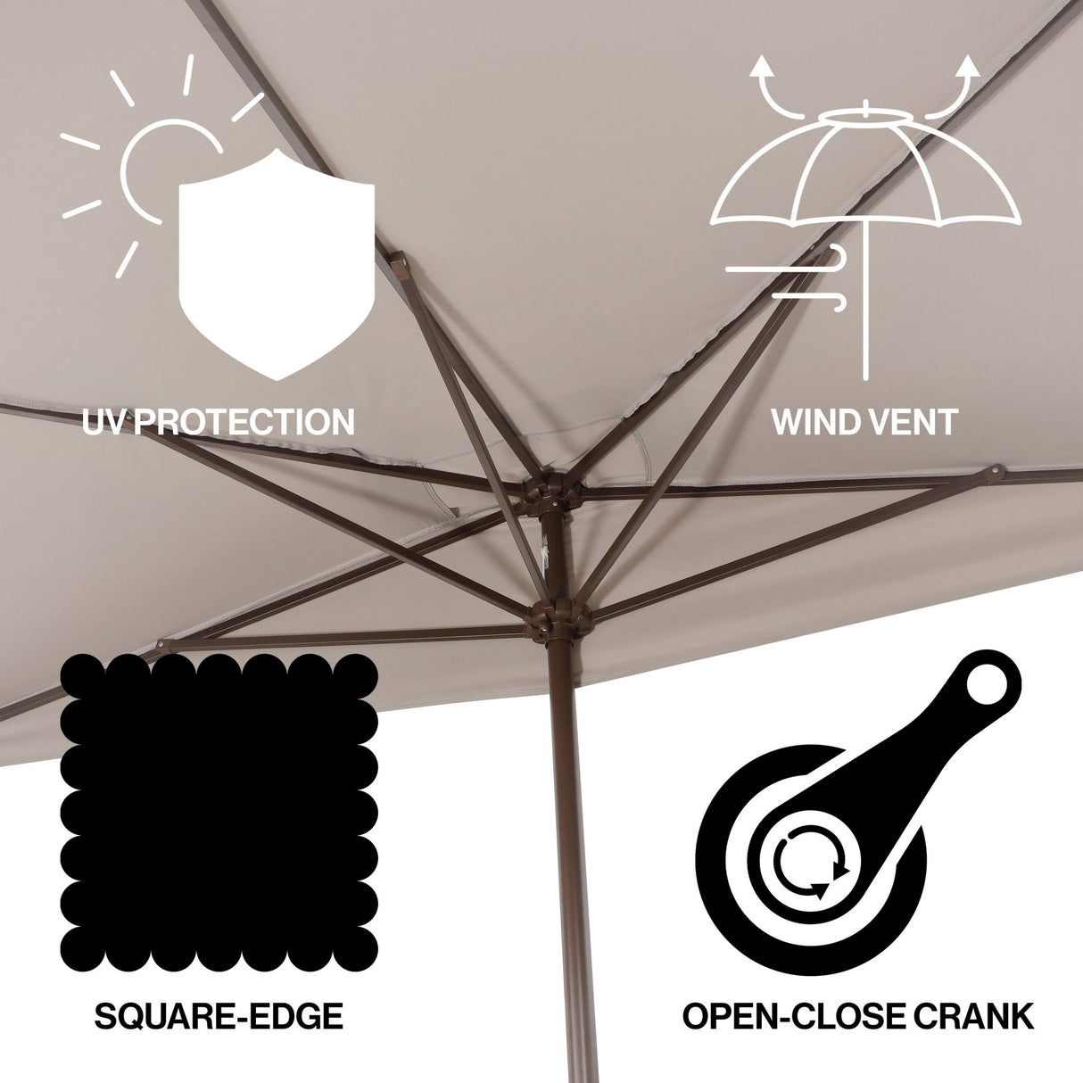 Sidney classic midcentury rectangular half market patio umbrella with crank - Tuesday Morning - Umbrellas & Sunshades