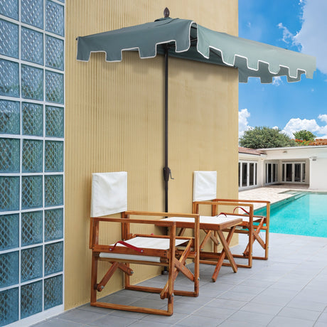 Sidney classic midcentury rectangular half market patio umbrella with crank - Tuesday Morning - Umbrellas & Sunshades