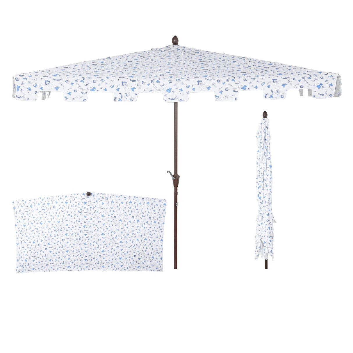 Sidney classic midcentury rectangular half market patio umbrella with crank - Tuesday Morning - Umbrellas & Sunshades