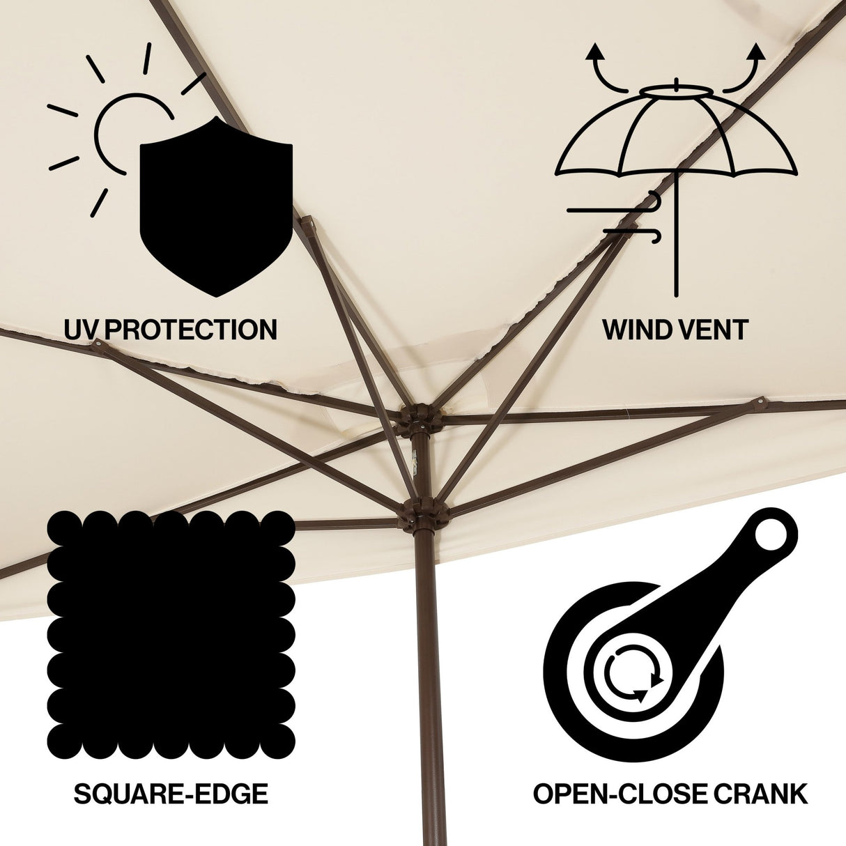 Sidney classic midcentury rectangular half market patio umbrella with crank - Tuesday Morning - Umbrellas & Sunshades