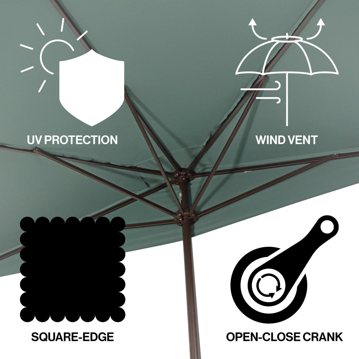 Sidney classic midcentury rectangular half market patio umbrella with crank - Tuesday Morning - Umbrellas & Sunshades