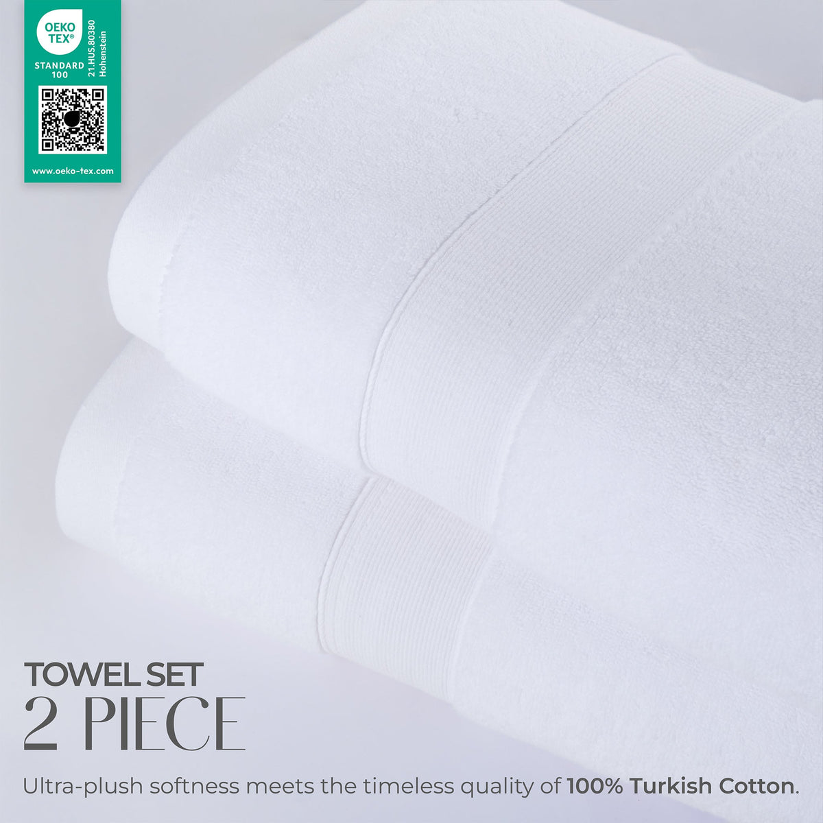 SIENA Turkish Cotton Jumbo Bath Towel Set – 700 GSM, 30 x 56", 2-Piece