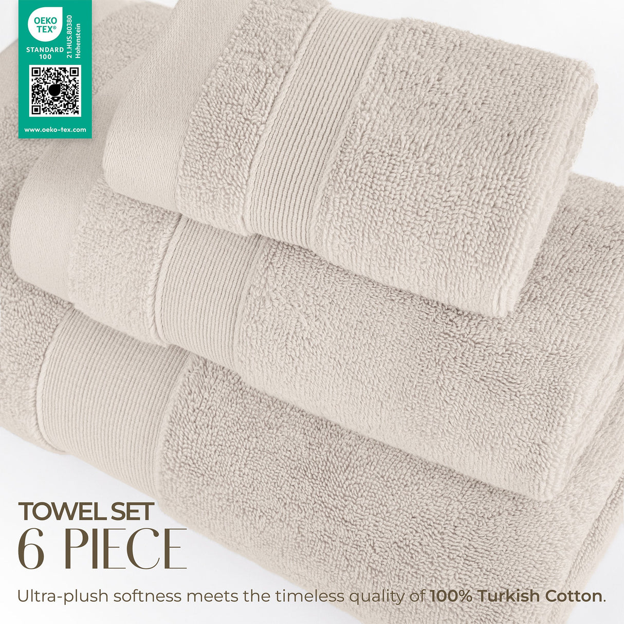 SIENA Wholesale 6-Piece Turkish Towel Set – 700 GSM Turkish Cotton, Case Pack of 9