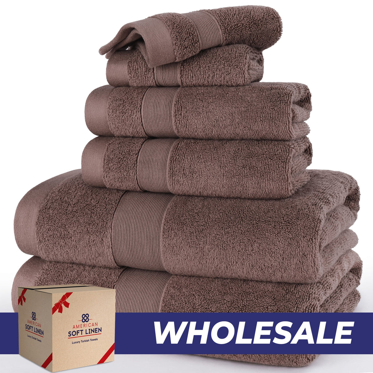 SIENA Wholesale 6-Piece Turkish Towel Set – 700 GSM Turkish Cotton, Case Pack of 9