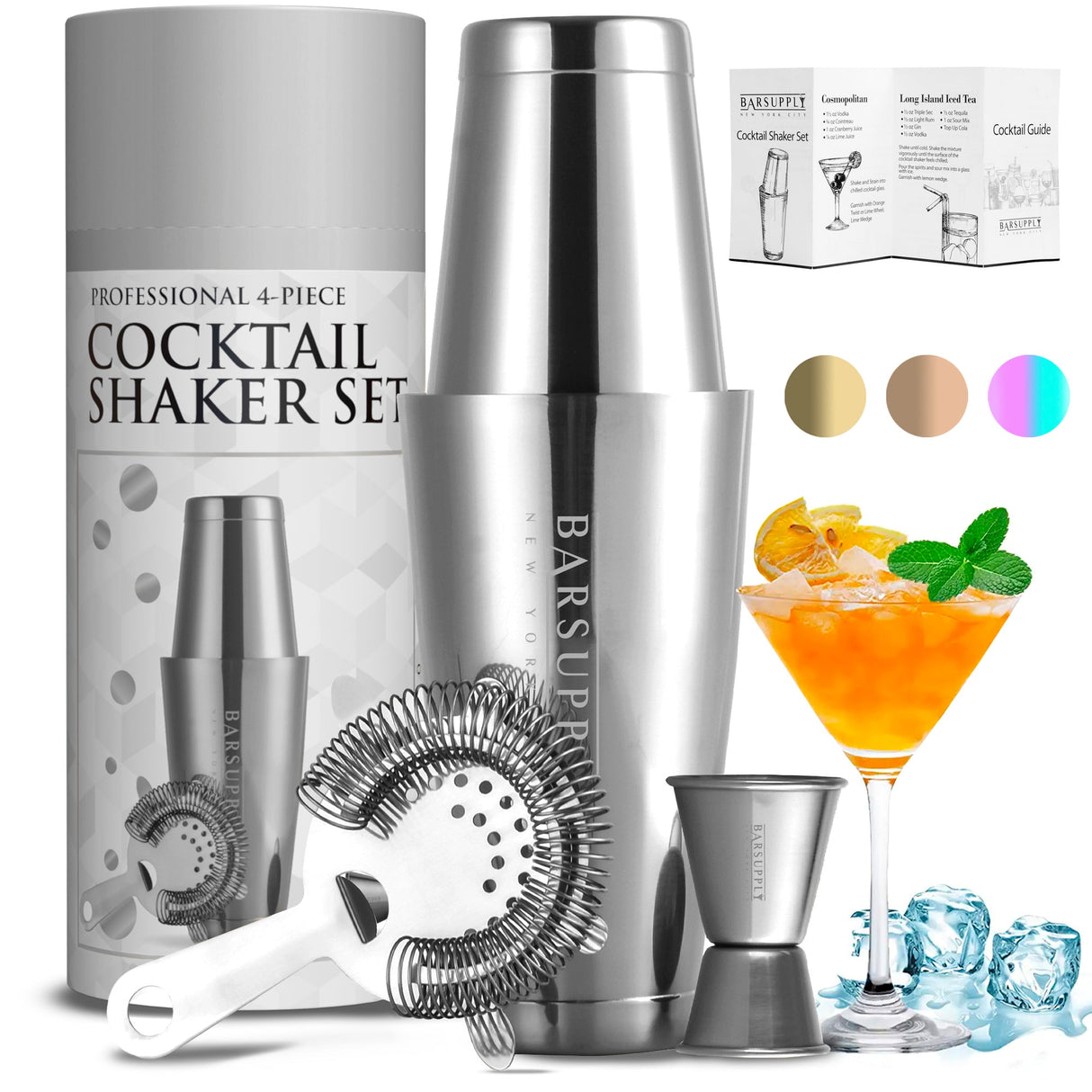 Professional-4-Piece-Boston-Cocktail-Shaker-Set-Cocktail-Shaker-Set