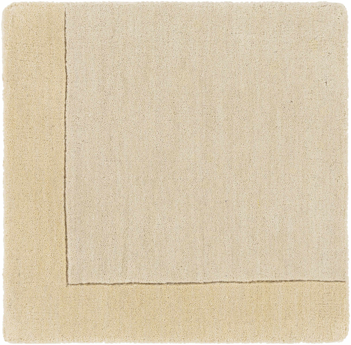 Bordered Solid Beige Wool Rug