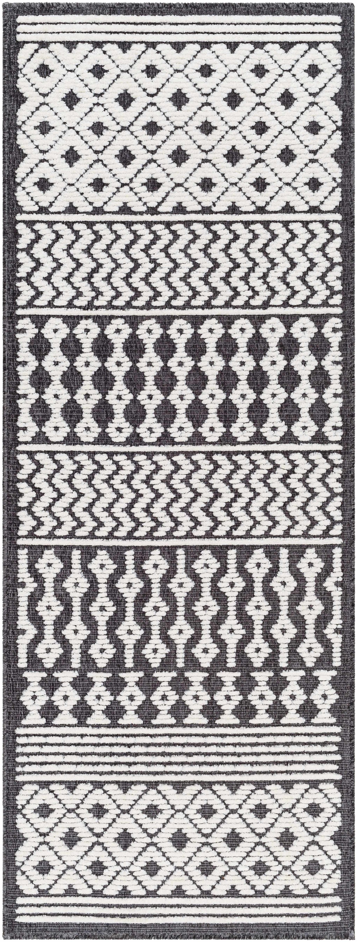Drago Black Trellis Washable Rug - Clearance