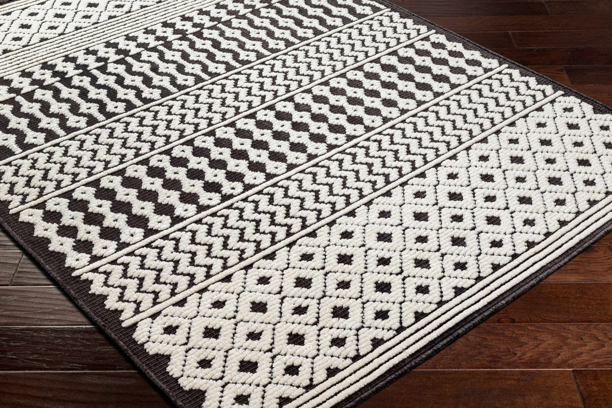 Drago Black Trellis Washable Rug - Clearance