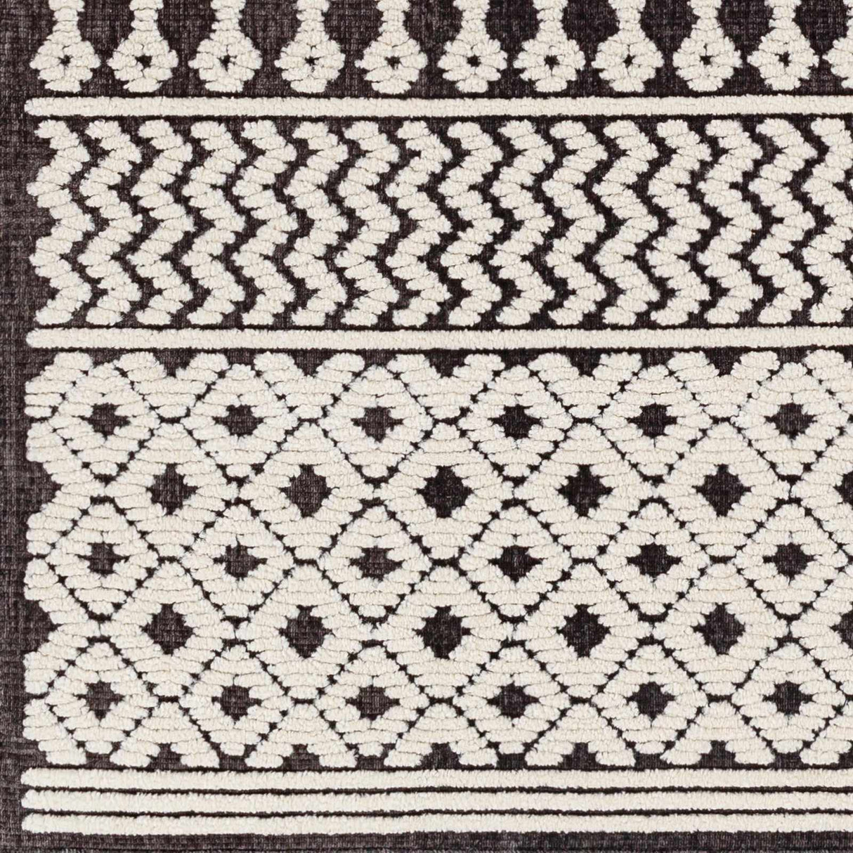 Drago Black Trellis Washable Rug - Clearance