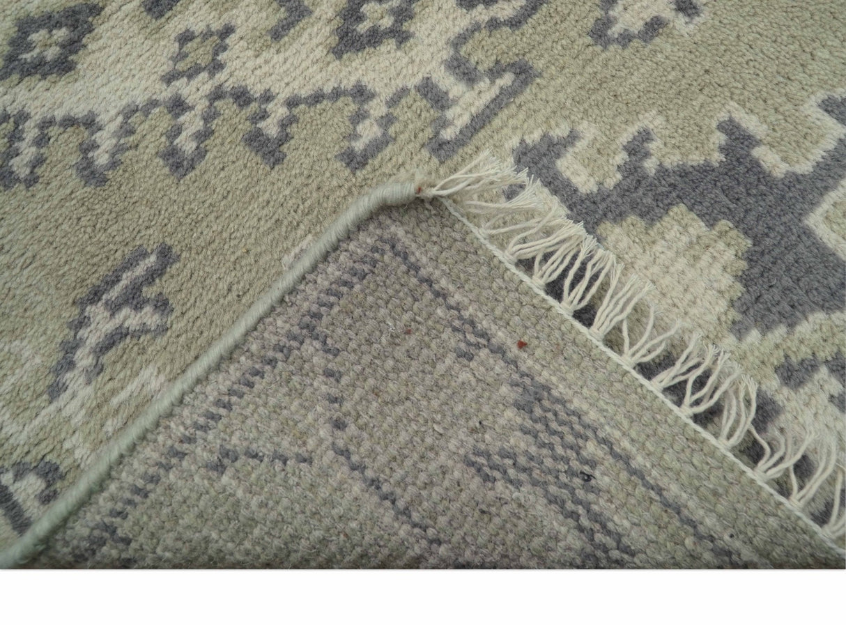 Small 2x3 Traditional Beige And Gray Hand Knotted Wool Rug