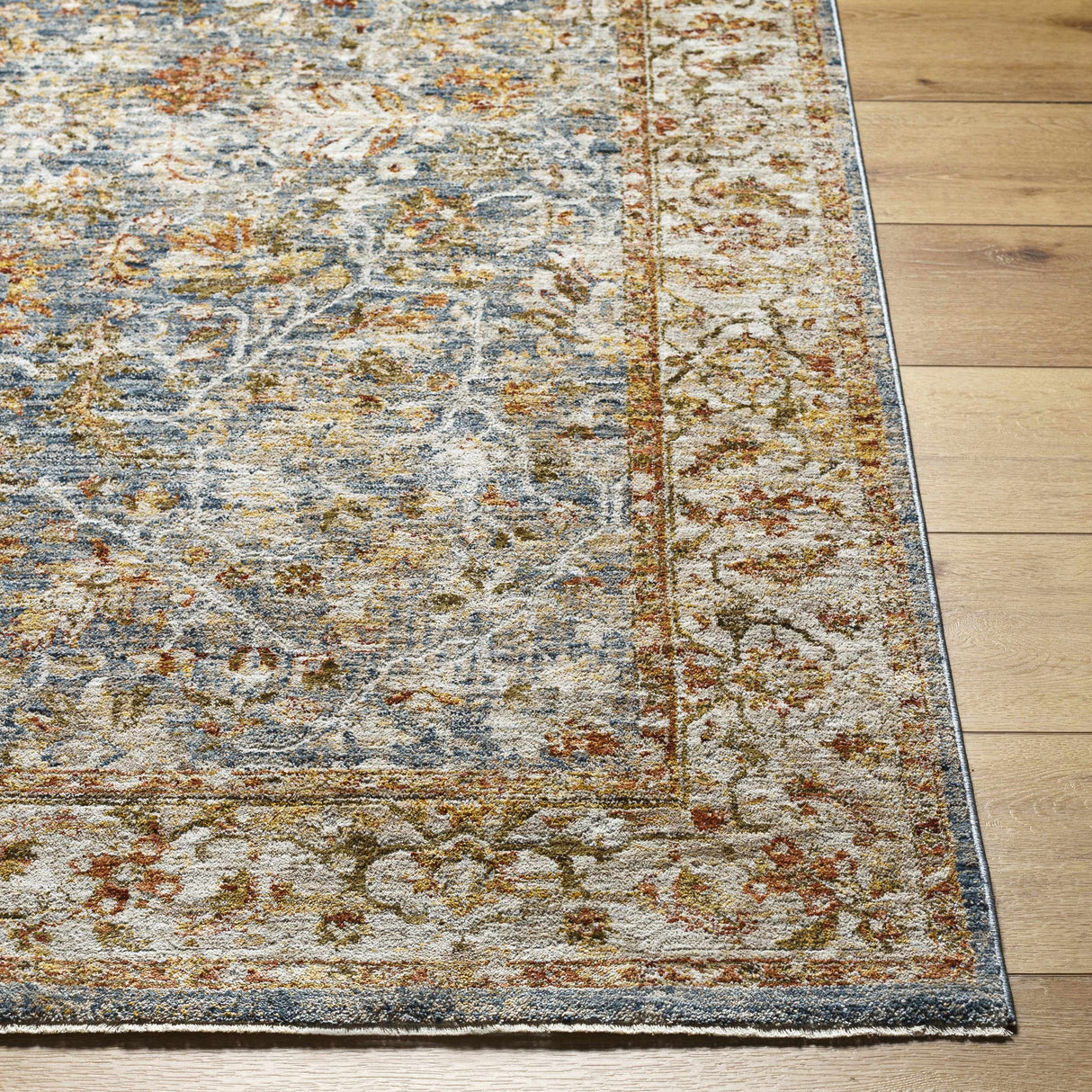 Asabi Blue Textured Rug with Fringes