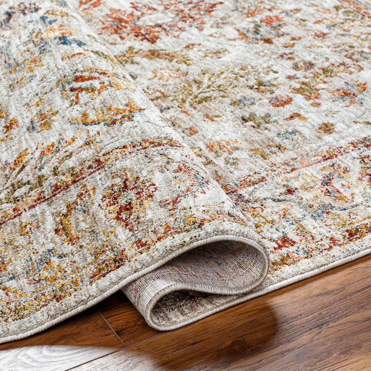 Asabi Beige Textured Rug with Fringes