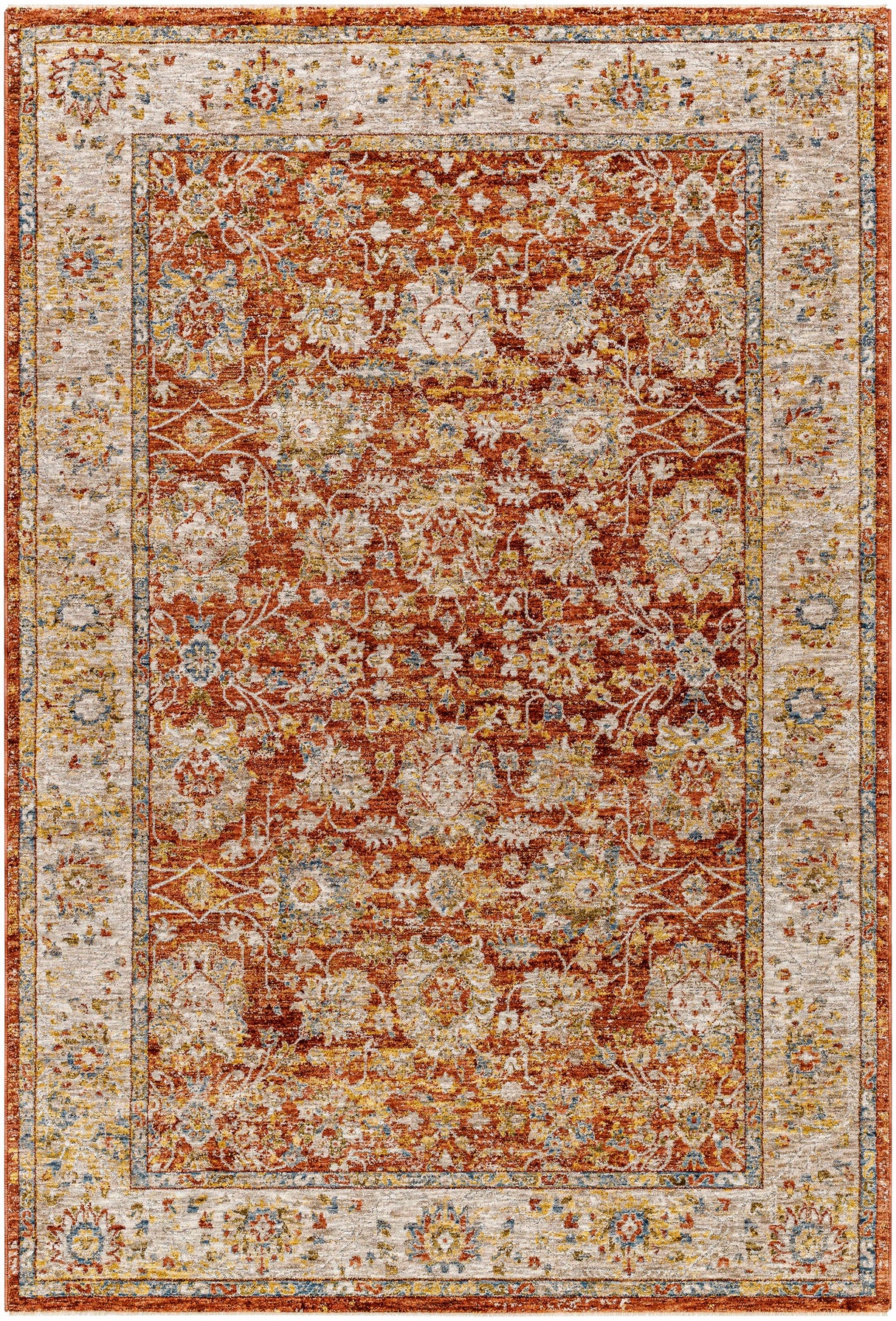 Duong Rust Textured Rug with Fringes