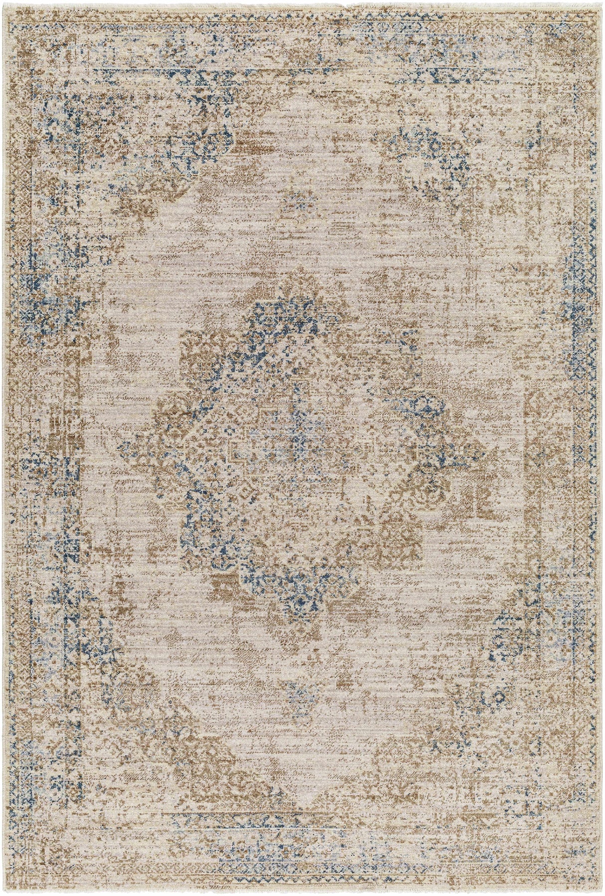 Kosta Beige & Blue Medallion Area Rug - Clearance