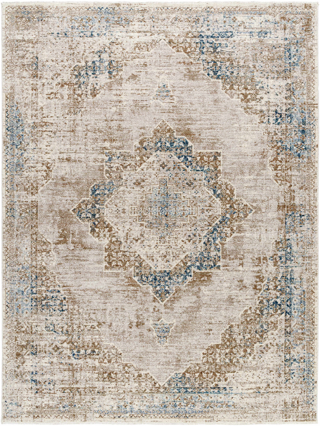 Kosta Beige & Blue Medallion Area Rug - Clearance