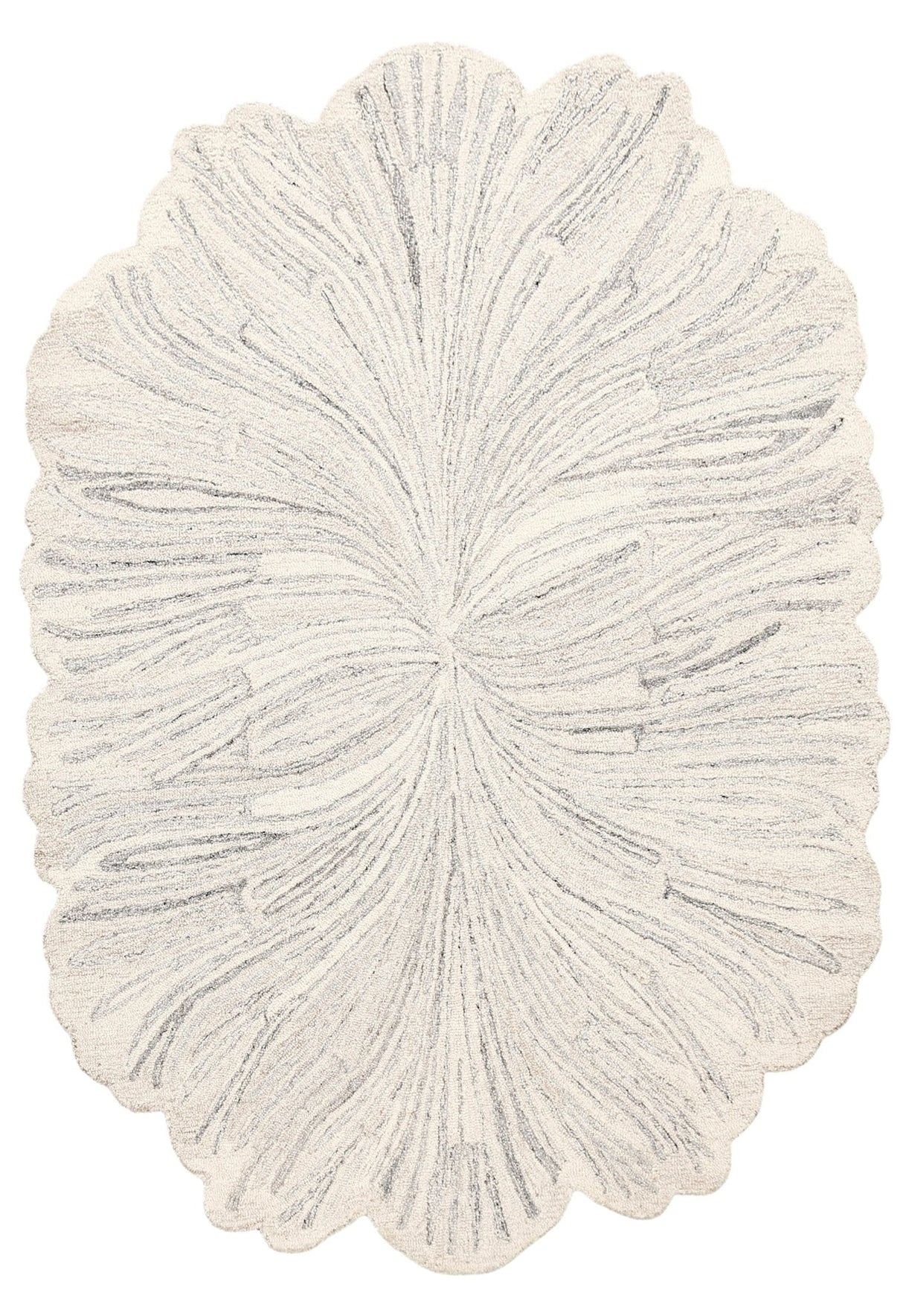 Snow Bloom Beige Hand Tufted 5x7 Wool Area Rug