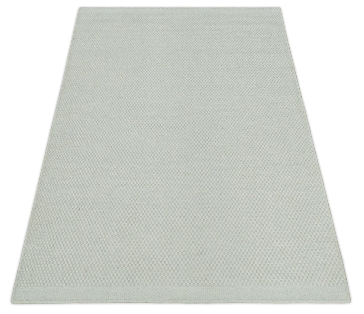 Modern Solid Ivory Hand made Dari Area Wool Rug