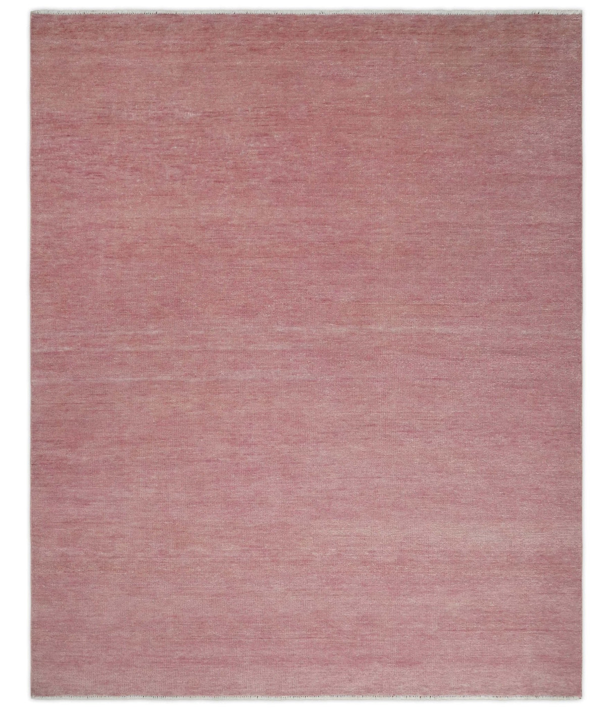 Solid Pink 8x10 Modern Contemporary Hand knotted wool Area Rug