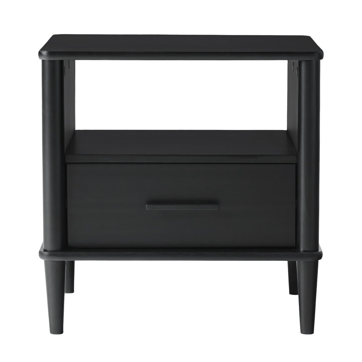 Solid Wood Spindle Nightstand with Drawer and Open Cubby - Nightstands