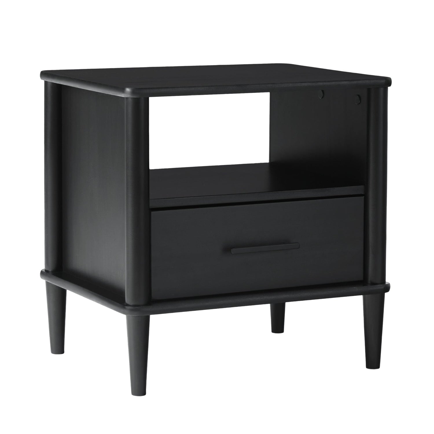 Solid Wood Spindle Nightstand with Drawer and Open Cubby - Nightstands