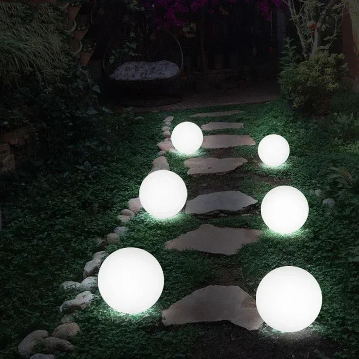 Modern PE Globe Outdoor Garden Light LED Rechargeable 16-Color IP55