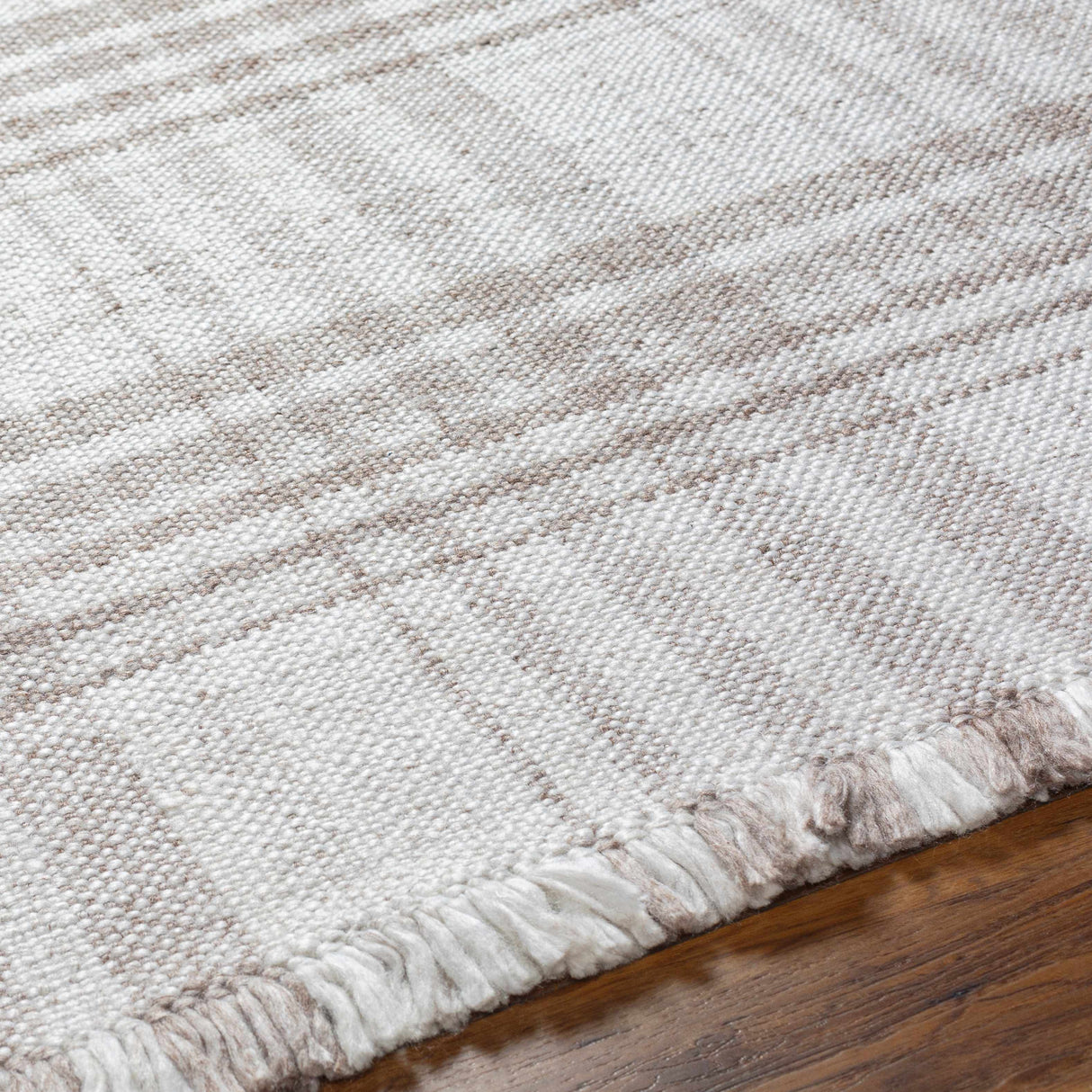 Inara Light Brown Plaid Hand Woven Area Rug